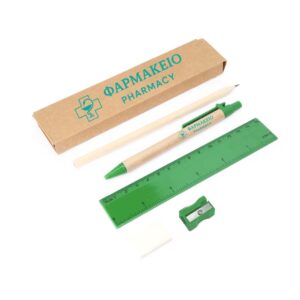 Οικολογικό Σχολικό Σετ με Όνομα & Πράσινο Χρώμα – Δώρο