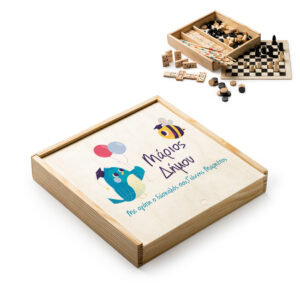 Σετ 4 Ξύλινα Επιτραπέζια Παιχνίδια σε Προσωποποιημένο Κουτί