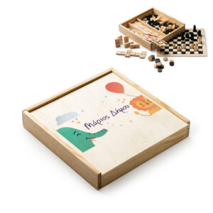 Σετ 4 Ξύλινα Επιτραπέζια Παιχνίδια σε Προσωποποιημένο Κουτί