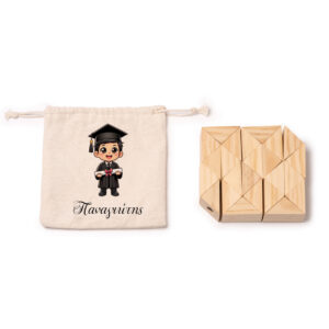 Ξύλινος Παζλ Κύβος Snake με Όνομα σε Πουγκί – Δώρο Πάρτυ