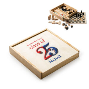 Σετ 4 Ξύλινα Επιτραπέζια Παιχνίδια σε Προσωποποιημένο Κουτί