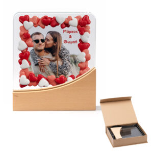 Προσωπ/μένη γυάλινη πλακέτα με φωτογραφία με ξύλινη βάση