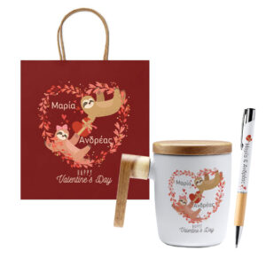 Σετ Δώρου Αγίου Βαλεντίνου Με Κούπα, Στυλό και Χάρτ. Σακούλα